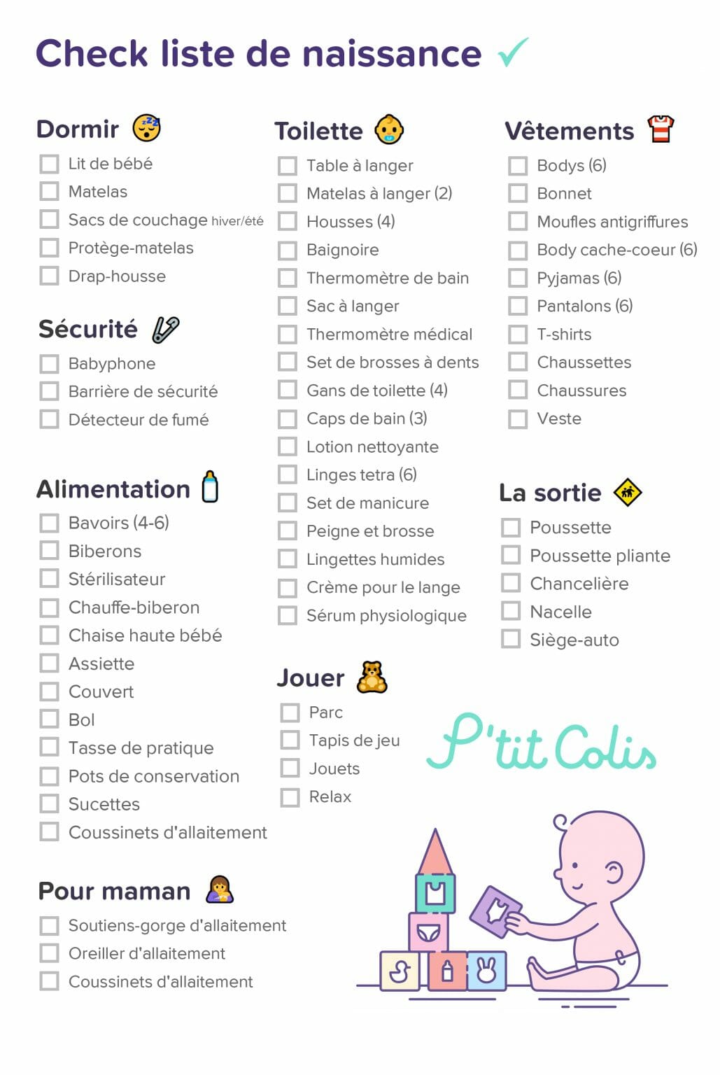 La checklist idéale pour liste de naissance P